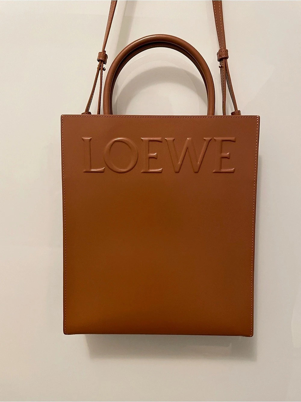 Loewe Logo Embossed Tote Bag Brown